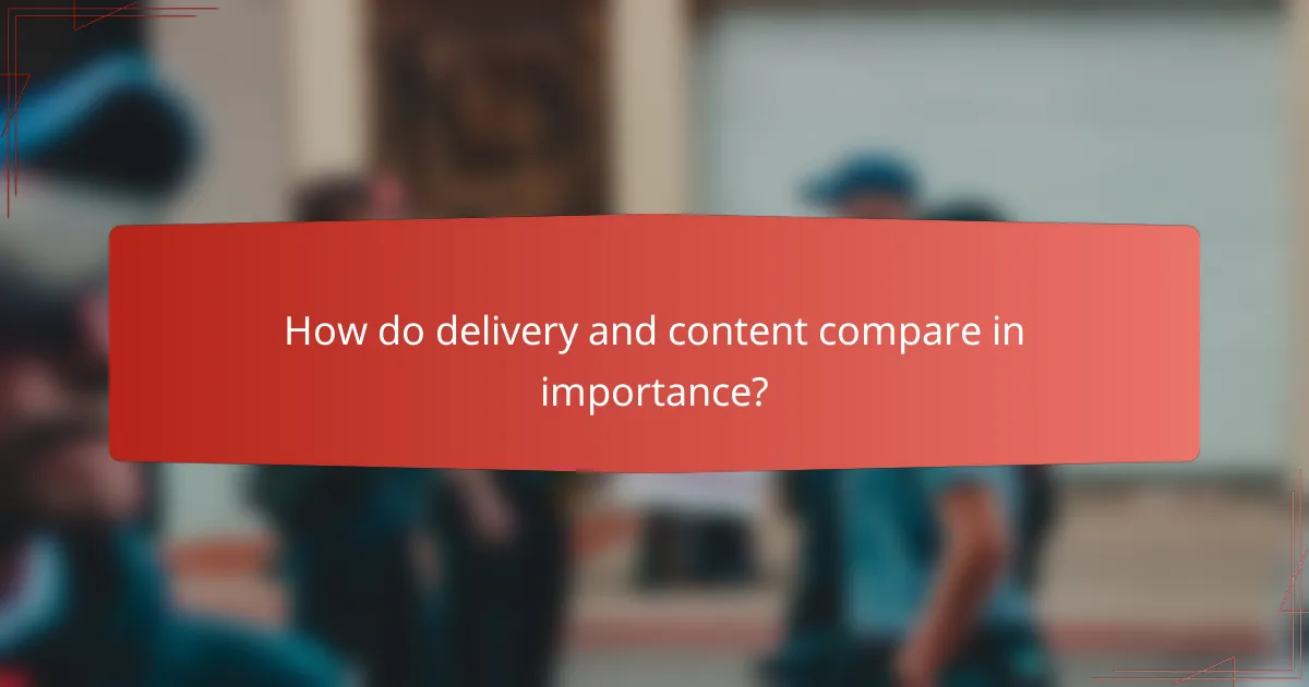 How do delivery and content compare in importance?