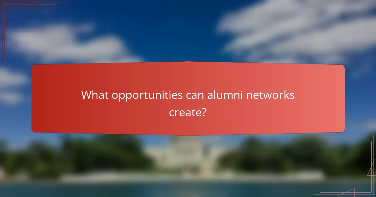 What opportunities can alumni networks create?
